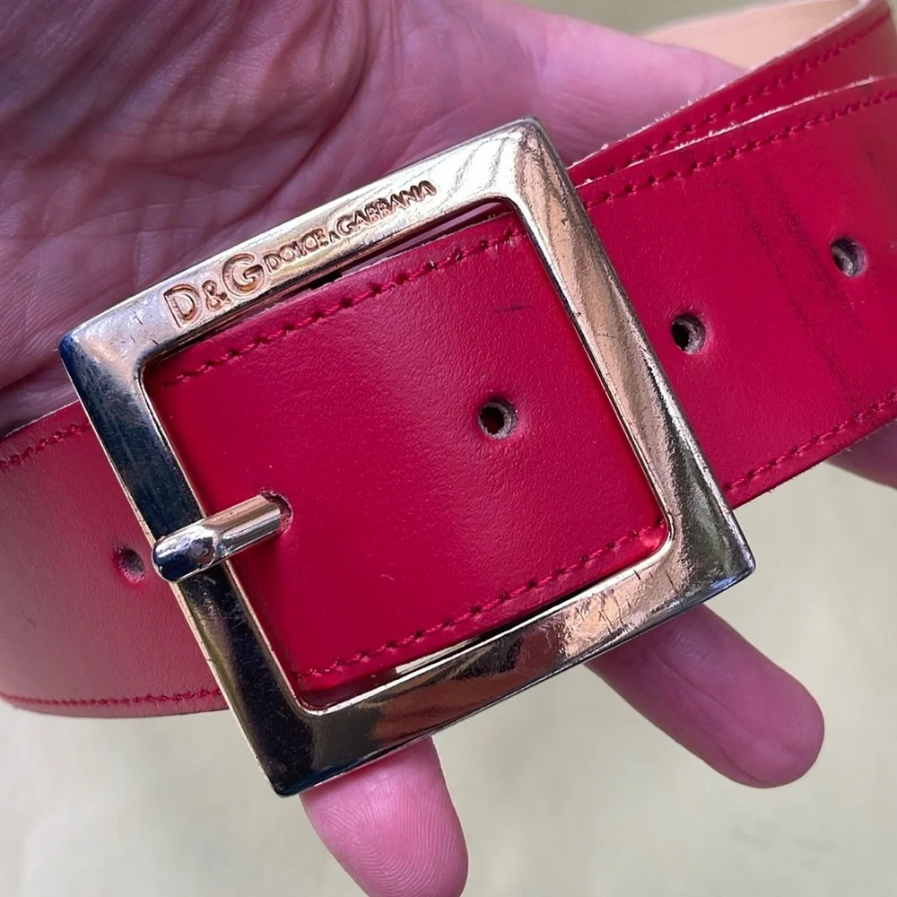 Vintage red/gold Dolce & Gabbana leather large belt